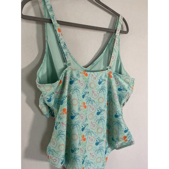 Disney Aqua One Piece Swimsuit with Orange and Blue Accents 1X - Picture 6 of 10